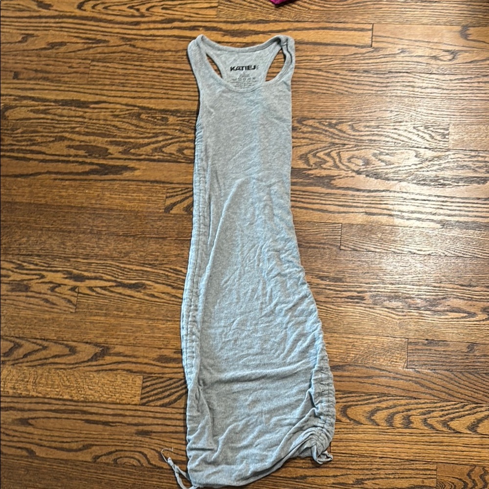 Gray Ruched Tank Dress - Picture 3 of 4